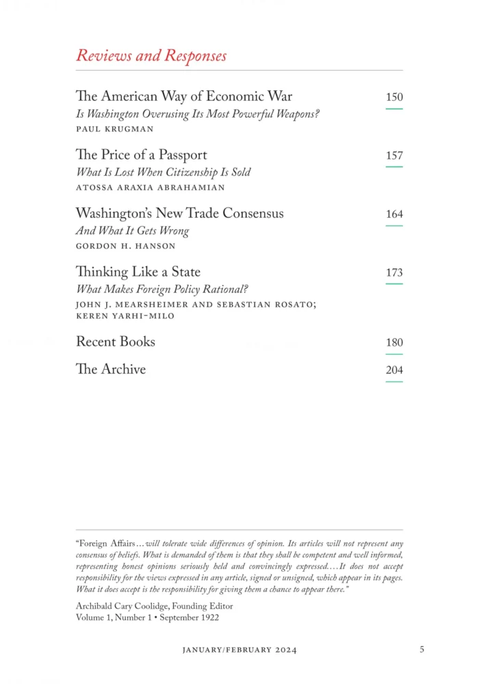 Foreign Affairs January February 2024 Issue